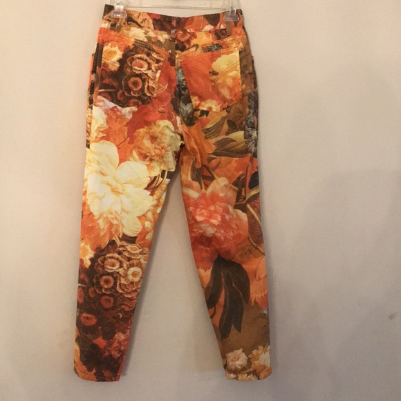 Vintage Mid-1990s Moschino Orange Floral Jeans. Size 29. - Picture 2 of 16